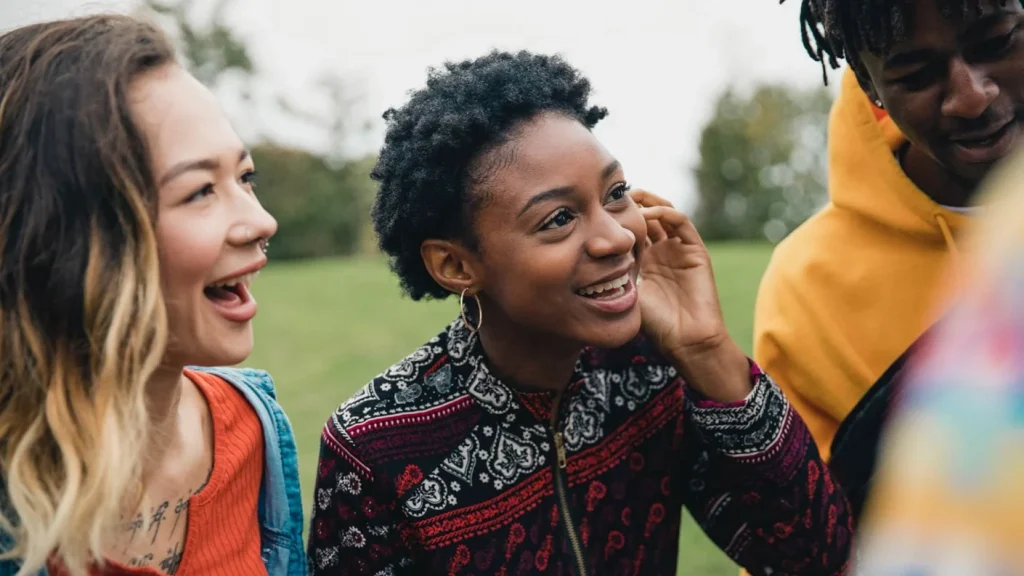 Students engaged in learning outdoors